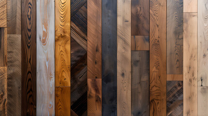 Oak wood grain sawn timber. Solid hardwood and engineered wood planks background. Mosaic of reclaimed wood planks. Stack of wood texture background 