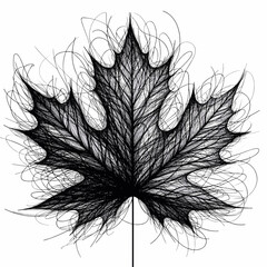 Obraz premium Abstract black leaf illustration with intricate lines 