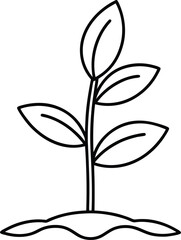 Little Seedling Sprout Outline Icon Line Art Drawing Vector | Nature, Growth & Eco Symbol