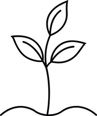 Little Seedling Sprout Outline Icon Line Art Drawing Vector | Nature, Growth & Eco Symbol