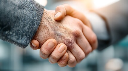 Fototapeta premium A Firm Handshake Symbolizing Trust Partnership and Success in Business