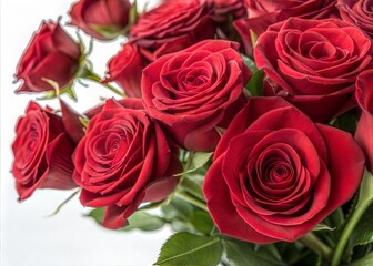 Obraz premium Elegant Bouquet of Red Roses in Full Bloom