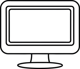 Monitor Outline Icon Line Art Drawing Vector | Computer, Display & Tech Device Symbol Vector