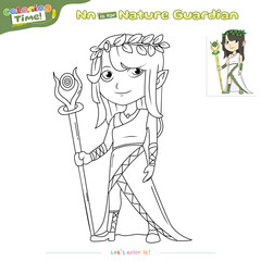 Coloring Page Nature Guardian Woman