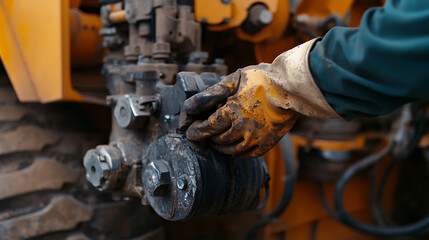 Heavy machinery technician repairing lithium mining equipment. Featuring mechanical expertise