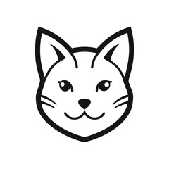 minimalist clean cat face line art logo icon