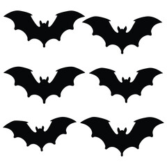 Naklejka premium Collection of flying silhouette bat Isolated