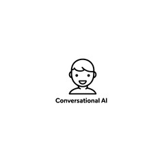 Conversational AI character smiling on white background, technology concept
