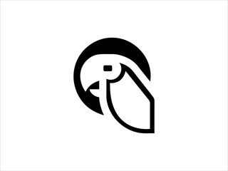 A clean, stylized silhouette of a parrot.