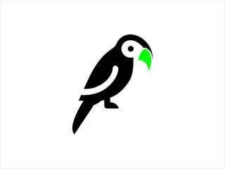 A clean, stylized silhouette of a parrot.