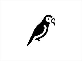 A clean, stylized silhouette of a parrot.