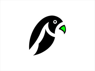 A clean, stylized silhouette of a parrot.