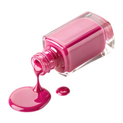 Pink Nail Polish Spill: Beauty Product Image on transparent background