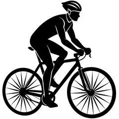Obraz premium Line art vector silhouette of a bicyclist riding on a trail with a neutral stance