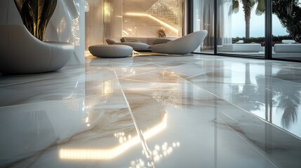 Luxury Interior Design: Polished Marble Floor