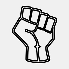 Icon raised hand with clenched. Palestine elements. Icons in line style. Good for prints, posters, logo, infographics, etc.