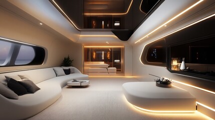 Luxury Yacht Interior: Modern, Minimalist Design