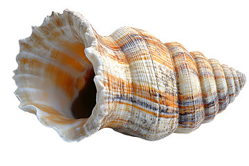 Obraz premium Detailed Closeup of a Textured Orange and White Seashell Isolated on Black Backdrop