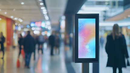 Obraz premium An interactive kiosk in an airport. A digital screen with customizable signage. Generative place with ai public. A digital display station at an lifestyle airport.