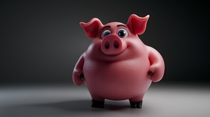 Obraz premium 3d pig cartoon, clear and clean white background, photo studio style