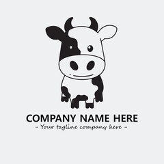 Cow illustration black and white for logo company vector image
