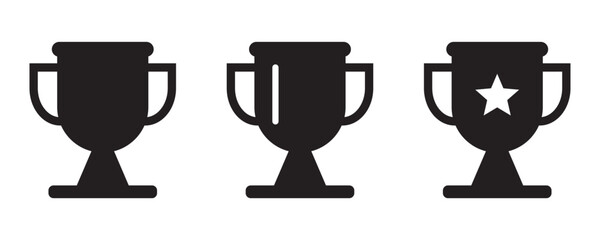 Trophy cup icon, winner cup, victory cup icon. Reward symbols set.