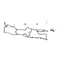 administrative map of Indonesian provinces in the Java island region black line