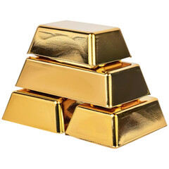 Three gold bars stacked neatly, showcasing their shiny and reflective surfaces.