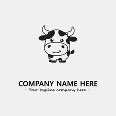Cow illustration black and white for logo company vector image
