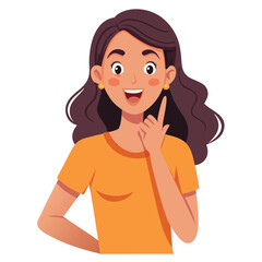 happy woman tells secret by putting palm to mouth 