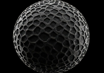 Abstract 3D Render of a Dark Stone Sphere with Hexagonal Pattern, Geometric Design, Architectural Element, Technology Background