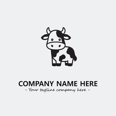 Cow illustration black and white for logo company vector image
