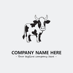 Cow illustration black and white for logo company vector image
