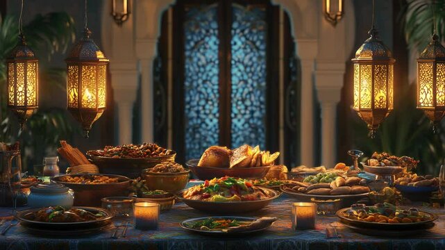 Festive Moroccan feast at a grand dinner table