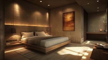 Modern Minimalist Hotel Bedroom Interior Design