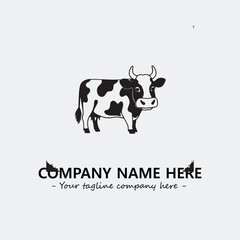 Cow illustration black and white for logo company vector image
