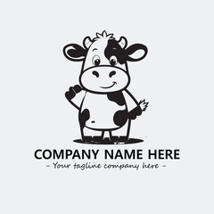 Cow illustration black and white for logo company vector image
