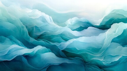 Obraz premium Abstract Teal and Blue Watercolor Wave Background