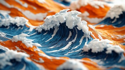 An abstract art piece with waves. Classics and retro styles in the modern style. Ai ukiyo-e waves in the waves of hokusai. A piece of abstract art featuring lifestyle waves.