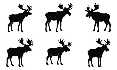 Fototapeta premium moose animal silhouette collection set