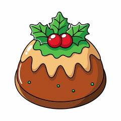 Christmas Pudding Minimal Holiday Vector Style