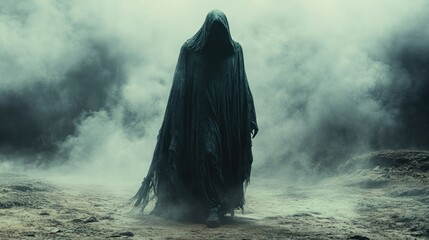 Gloomy figure in long robe