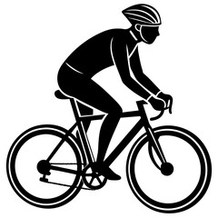 Fototapeta premium Line art vector silhouette of a cyclist wearing a helmet