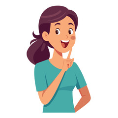 happy woman tells secret by putting palm to mouth 