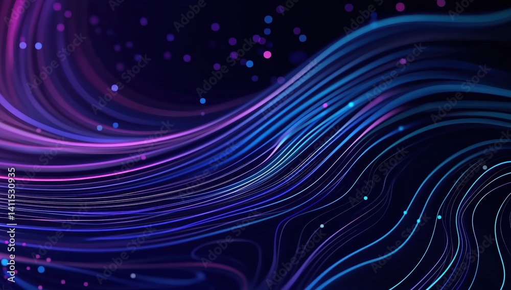Wall mural dynamic flowing waves of colorful light creating a dreamlike atmosphere
