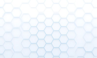 Fototapeta premium Blue hexagon on white background.