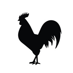 Silhouette of Rooster and chicken hen vector icon set illustration on white background.