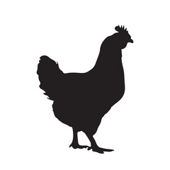Silhouette of Rooster and chicken hen vector icon set illustration on white background.