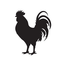 Silhouette of Rooster and chicken hen vector icon set illustration on white background.