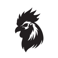 Silhouette of Rooster and chicken hen vector icon set illustration on white background.